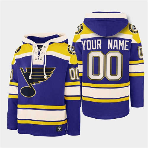 St. Louis Blues Active Player Custom Blue Ageless Must-Have Lace-Up Pullover Hoodie
